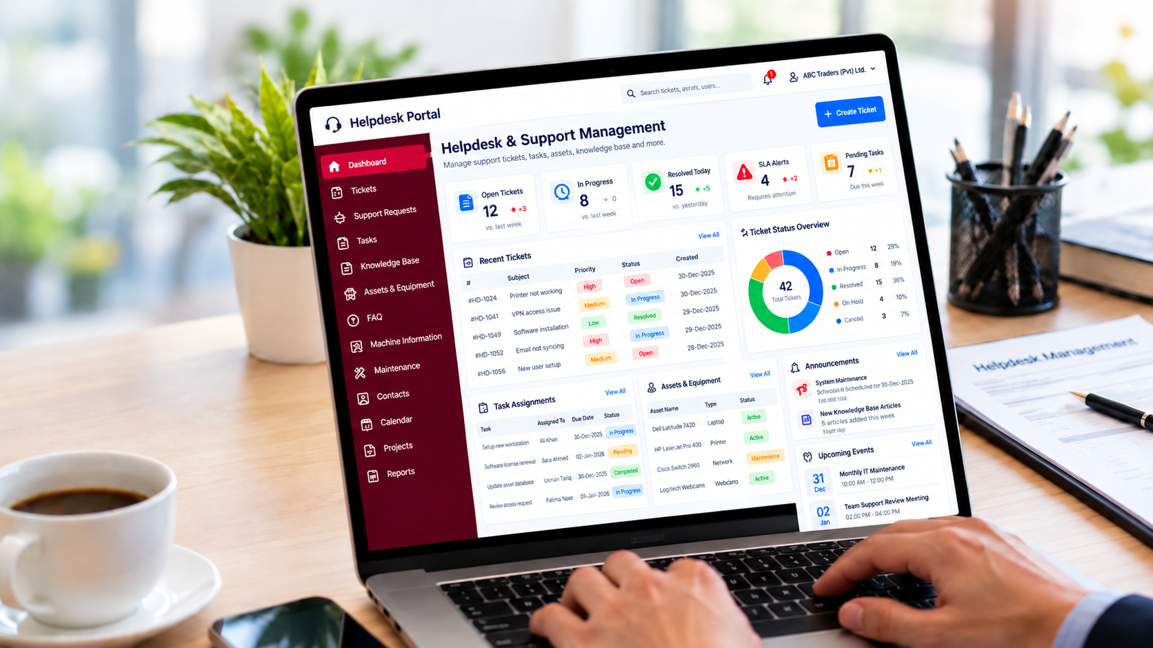 Professional Helpdesk Dashboard Workspace